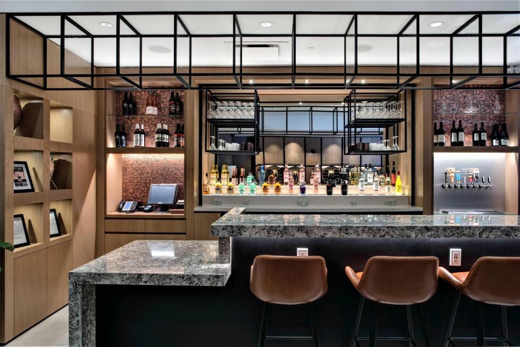 Luxury restaurant table with black and gold ambience artwork